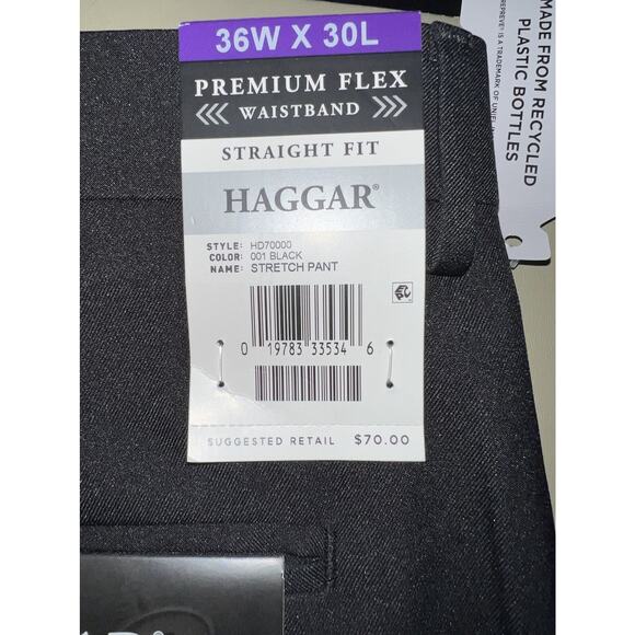 Haggar Premium Flex Performance Comfort Straight Fit Men’s 36Wx30L Black Pants - Picture 7 of 7